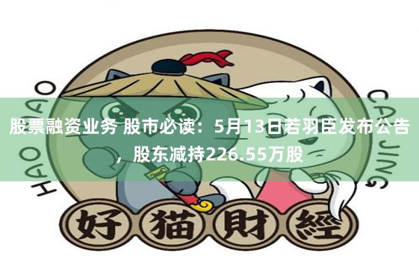 股票融资业务 股市必读：5月13日若羽臣发布公告，股东减持226.55万股